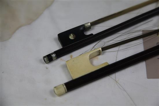 An English Dodd violin or cello bow & another bow
